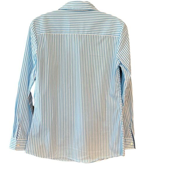 J. McLaughlin NWT Sz XS Light Blue White Stripes Classic Collar Button Shirt - Picture 3 of 7